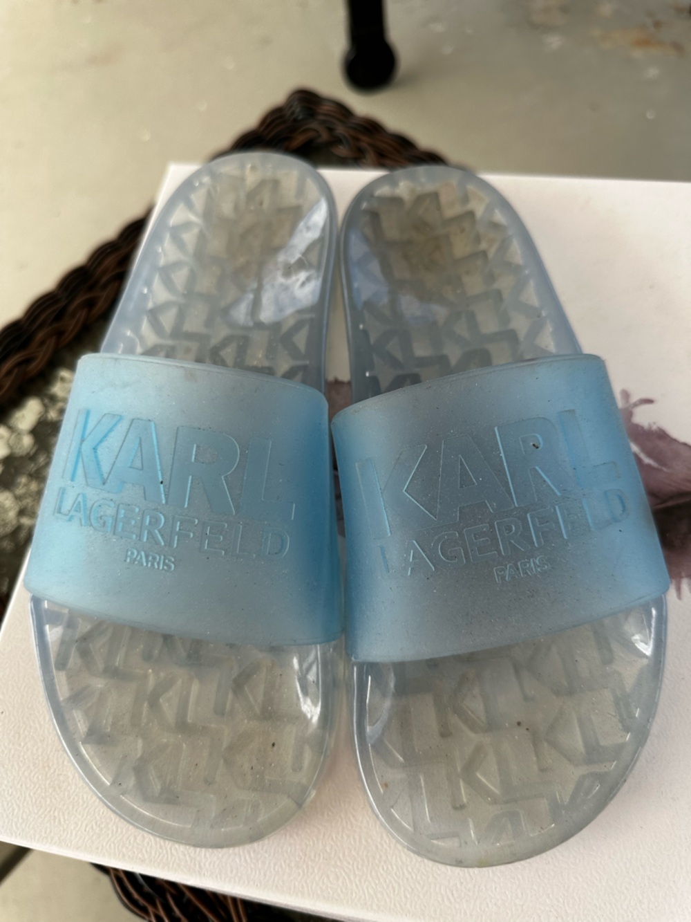 Karl Lagerfeld Kids Light Blue Translucent Slide Sandals